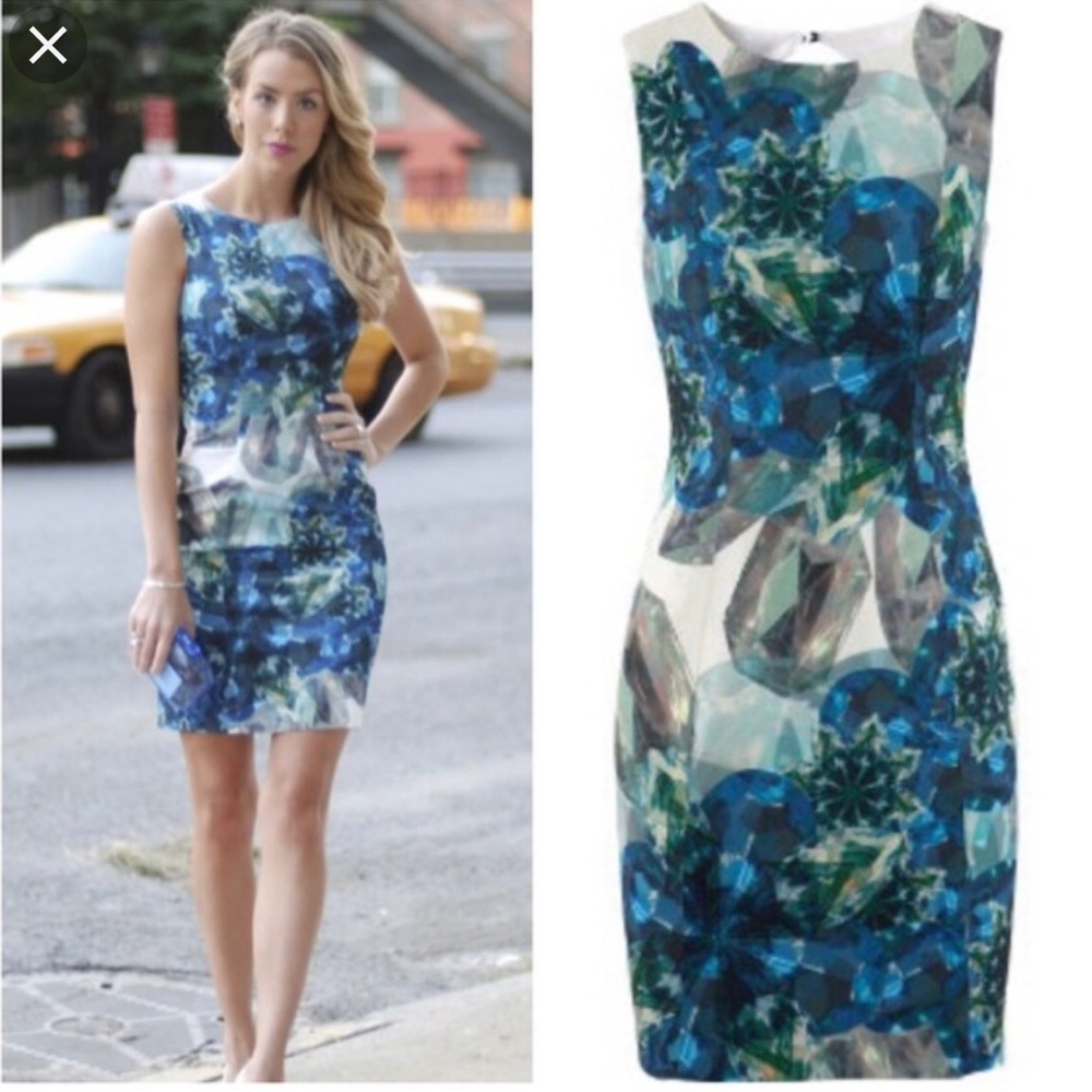 H&M jewel print sheath mini dress size 6